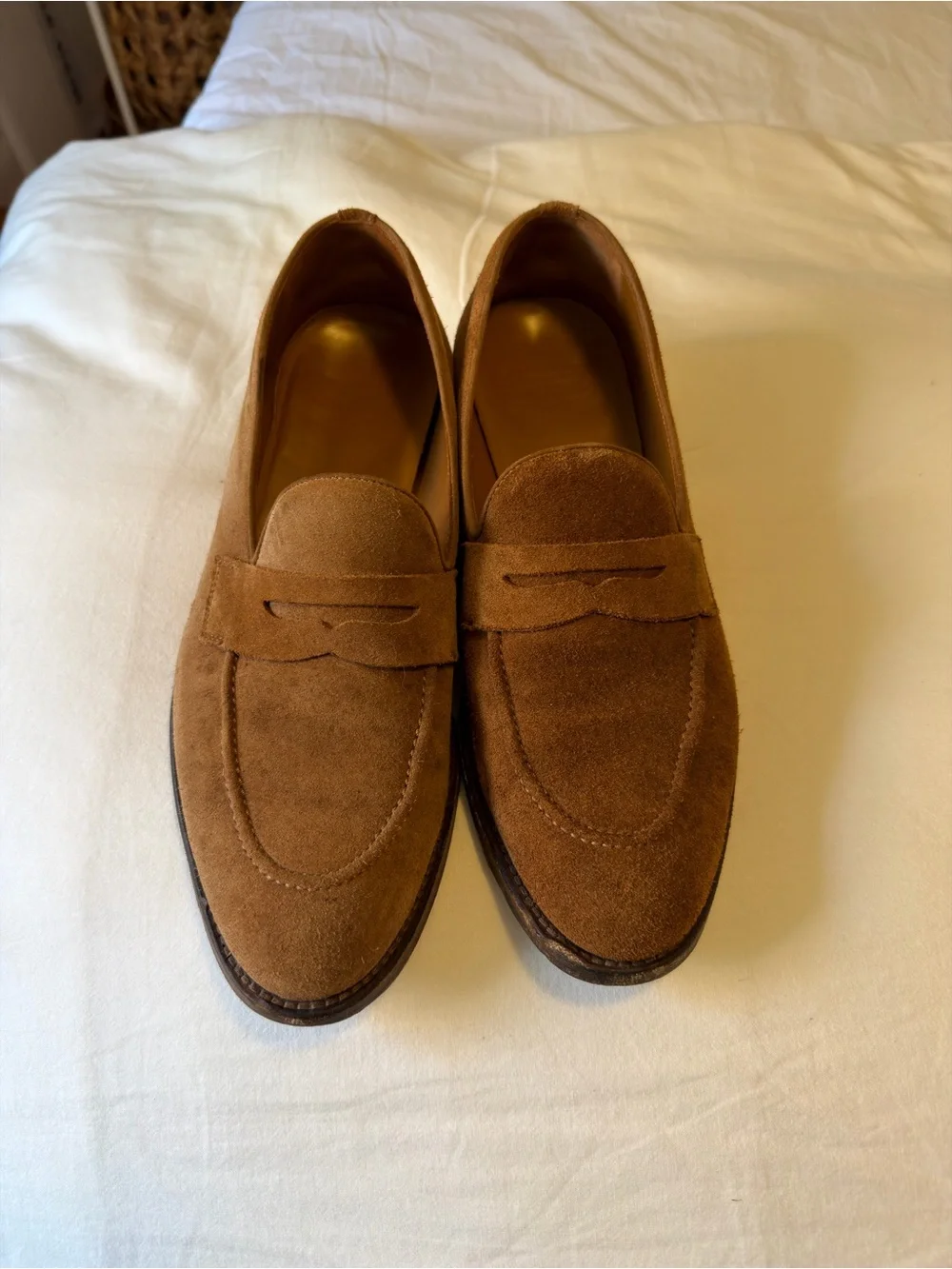 Lincoln Men's Suede Penny Loafers in Light Brown
